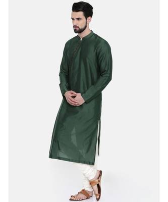 Mayank Modi Bottle Green Hand Embroidered Kurta Set 3