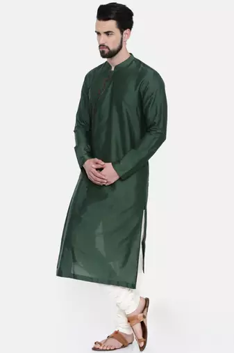 Mayank Modi Bottle Green Hand Embroidered Kurta Set