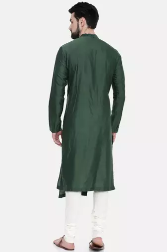 Mayank Modi Bottle Green Hand Embroidered Kurta Set