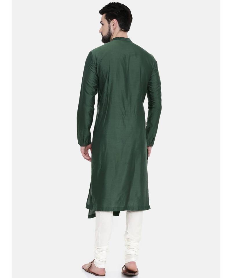 Mayank Modi Bottle Green Hand Embroidered Kurta Set
