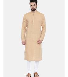 Mayank Modi Rust Beige Linen Kurta Set