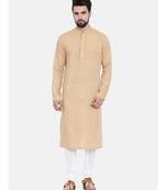 Mayank Modi Rust Beige Linen Kurta Set