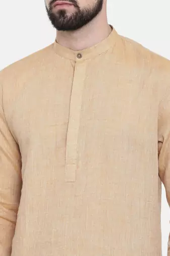 Mayank Modi Rust Beige Linen Kurta Set