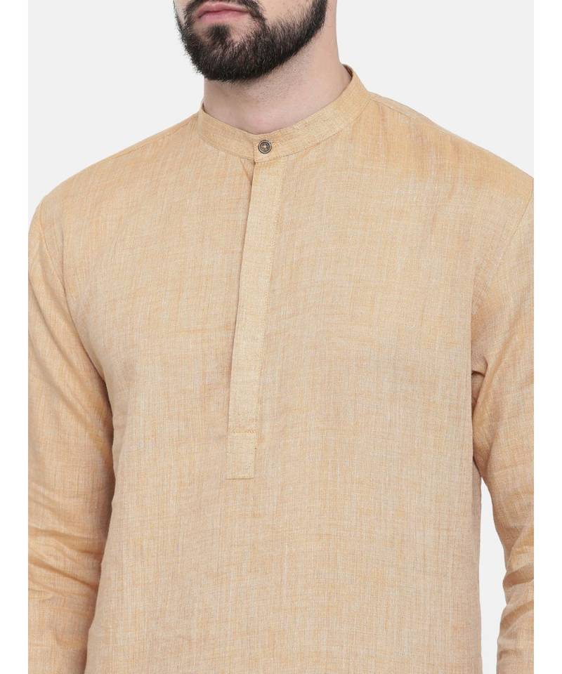 Mayank Modi Rust Beige Linen Kurta Set