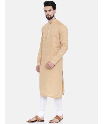 Mayank Modi Rust Beige Linen Kurta Set 3