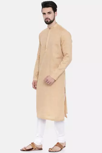 Mayank Modi Rust Beige Linen Kurta Set