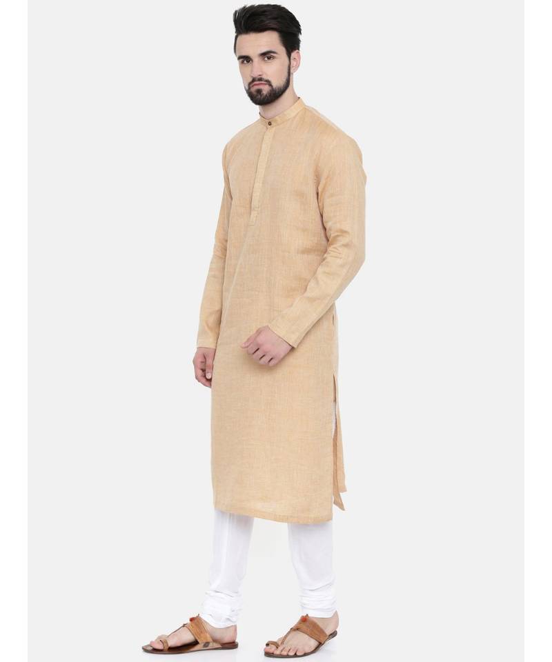 Mayank Modi Rust Beige Linen Kurta Set