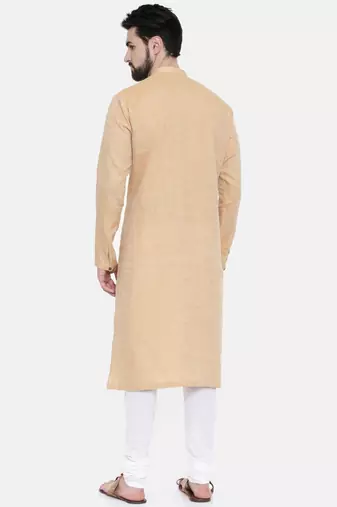 Mayank Modi Rust Beige Linen Kurta Set