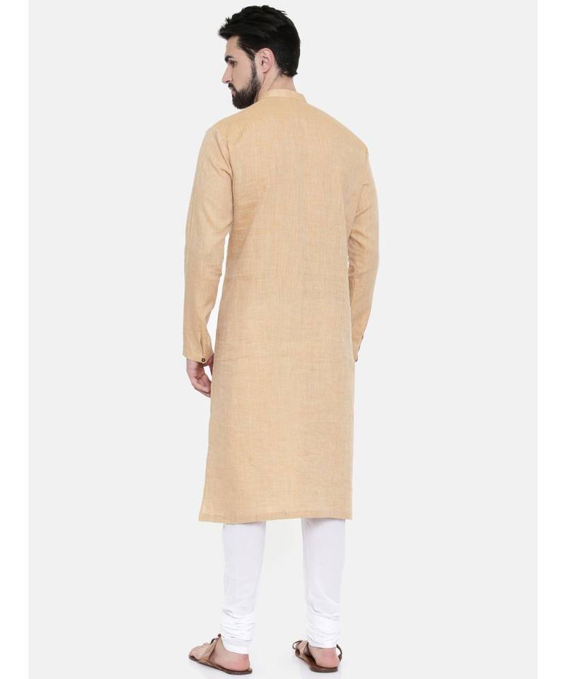 Mayank Modi Rust Beige Linen Kurta Set