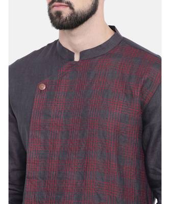 Mayank Modi Deep Purple Linen Stitch Detail Kurta Set 2