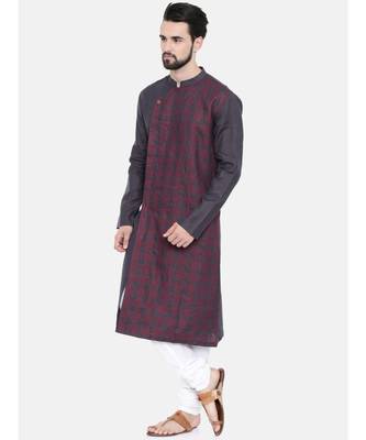 Mayank Modi Deep Purple Linen Stitch Detail Kurta Set 3