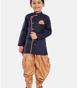Blue plain blended cotton boys-sherwani