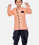 Pink plain blended cotton boys-sherwani