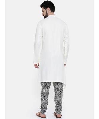 Mayank Modi Cream Silk Jaquard With Printed Chudidar Set 4