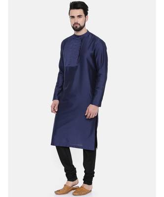 Mayank Modi Blue Cotton Silk Pintuck Kurta Set 3
