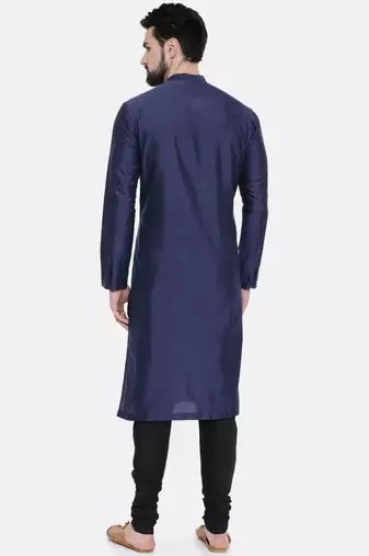 Mayank Modi Blue Cotton Silk Pintuck Kurta Set