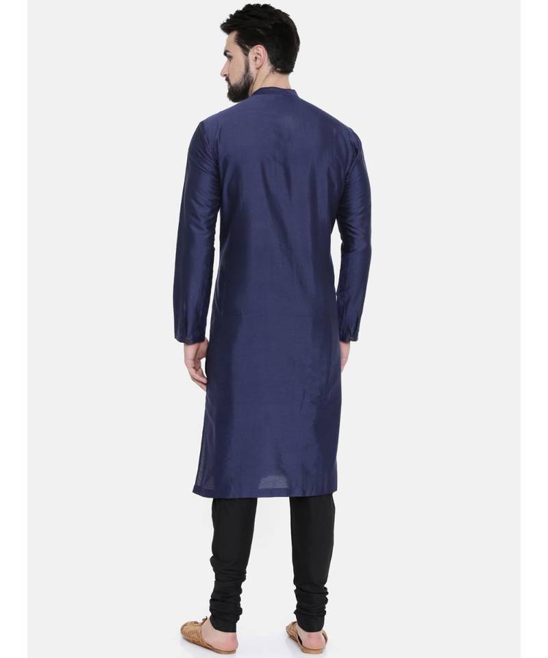 Mayank Modi Blue Cotton Silk Pintuck Kurta Set
