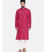 Mayank Modi Pink Linen Embroidered Kurta Set