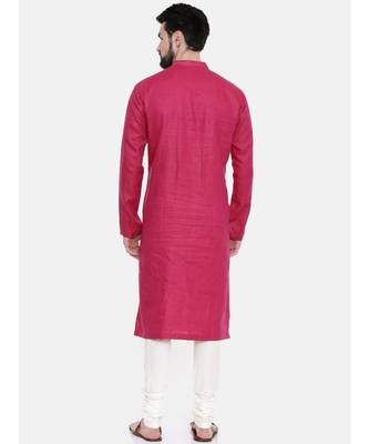 Mayank Modi Pink Linen Embroidered Kurta Set 4