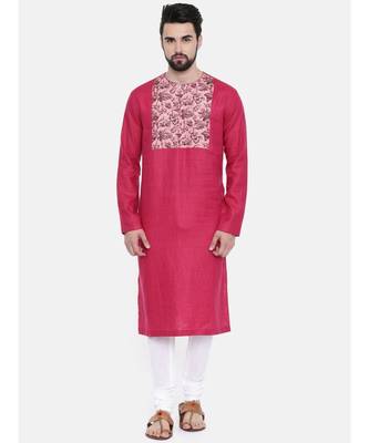 Mayank Modi Pink Printed Yoke Kurta Set 1