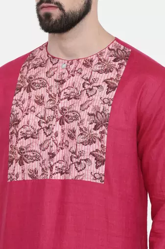 Mayank Modi Pink Printed Yoke Kurta Set