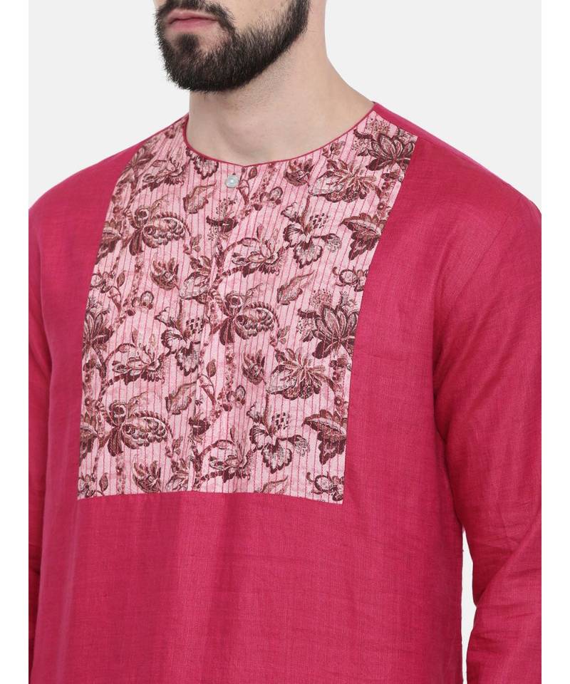 Mayank Modi Pink Printed Yoke Kurta Set