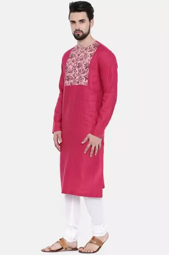 Mayank Modi Pink Printed Yoke Kurta Set