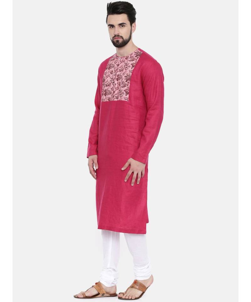 Mayank Modi Pink Printed Yoke Kurta Set