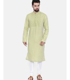 Mayank Modi Green Yellow Linen Kurta Set