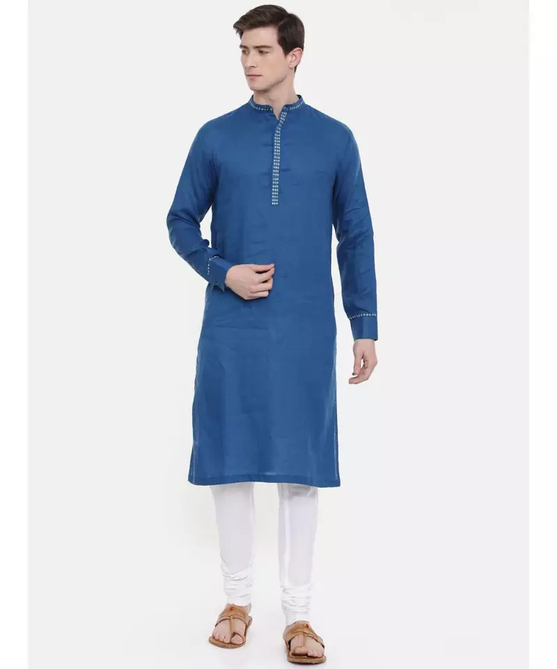 Mayank Modi Blue Linen Kurta Set