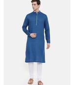Mayank Modi Blue Linen Kurta Set