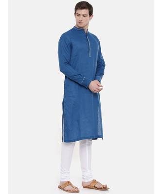 Mayank Modi Blue Linen Kurta Set 4