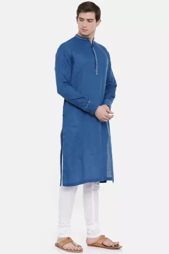 Mayank Modi Blue Linen Kurta Set