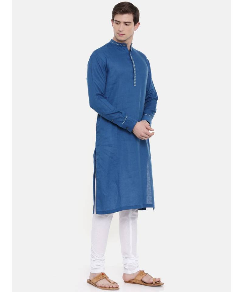 Mayank Modi Blue Linen Kurta Set