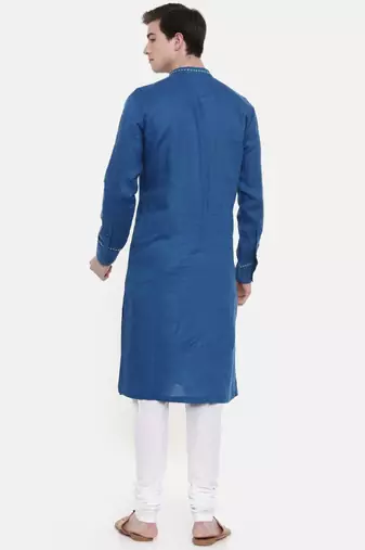 Mayank Modi Blue Linen Kurta Set