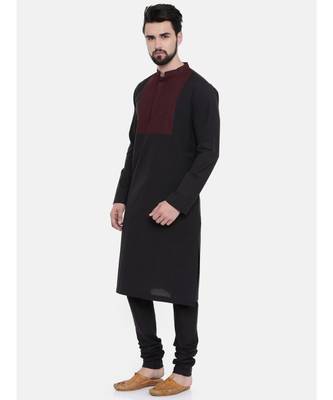 Mayank Modi Black Cotton Kurta Set 3