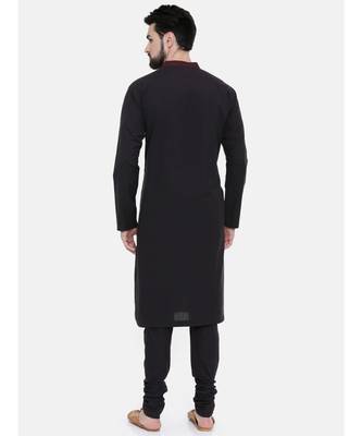 Mayank Modi Black Cotton Kurta Set 4