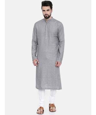 Mayank Modi Classic Grey Linen Kurta Set 1