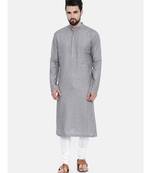 Mayank Modi Classic Grey Linen Kurta Set