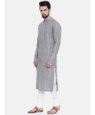 Mayank Modi Classic Grey Linen Kurta Set 3