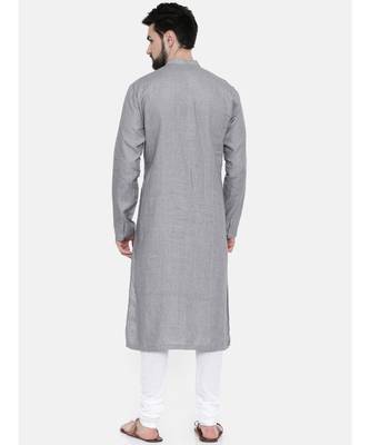 Mayank Modi Classic Grey Linen Kurta Set 4