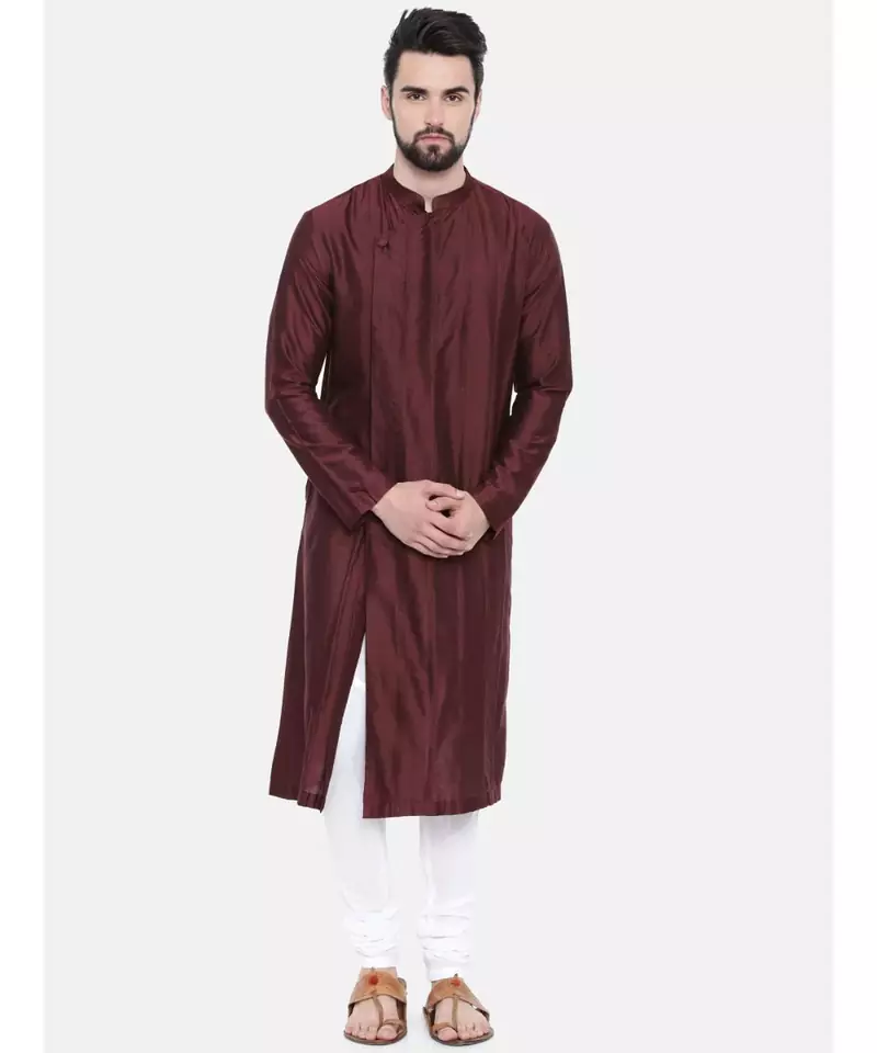 Mayank Modi Chocolate Brown Pintucked Kurta Set