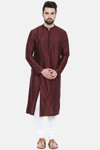 Mayank Modi Chocolate Brown Pintucked Kurta Set