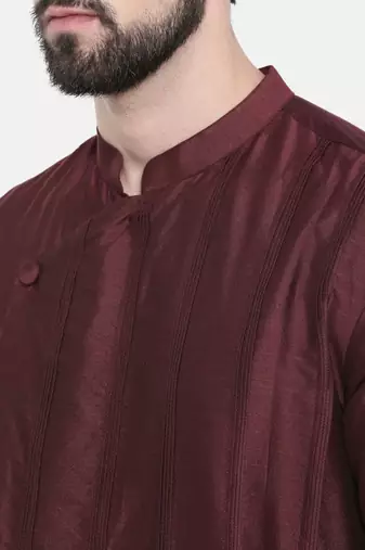 Mayank Modi Chocolate Brown Pintucked Kurta Set