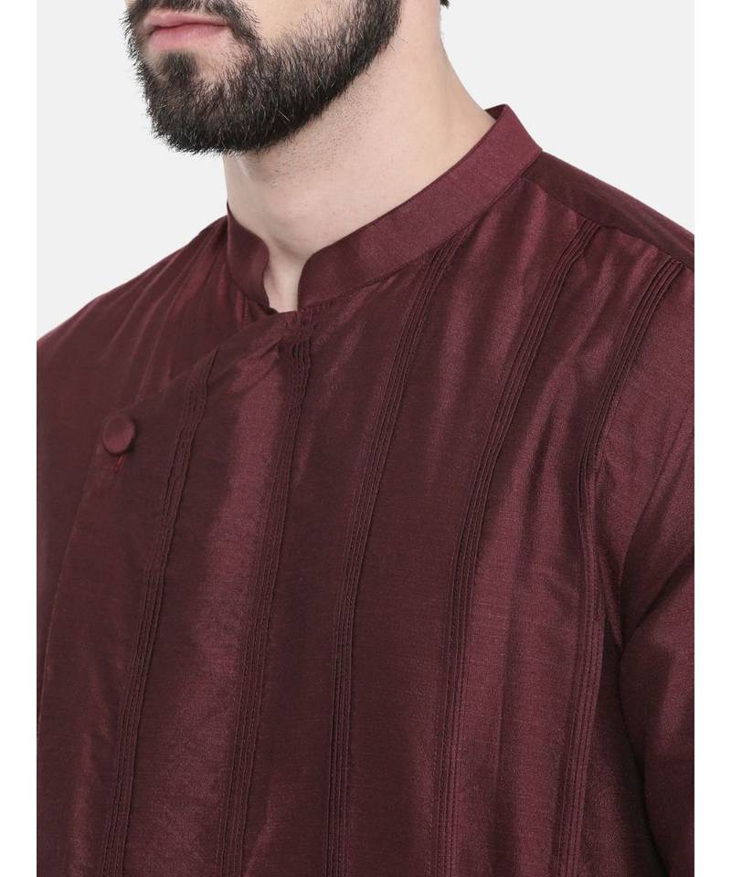 Mayank Modi Chocolate Brown Pintucked Kurta Set