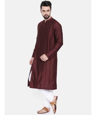 Mayank Modi Chocolate Brown Pintucked Kurta Set 3