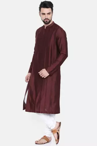Mayank Modi Chocolate Brown Pintucked Kurta Set