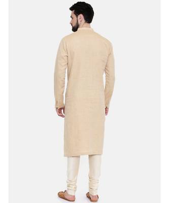 Mayank Modi Rust Beige Linen Embroidered Kurta Set 4