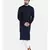Mayank Modi Navy Blue Linen  Satin Embroidered Kurta Set