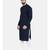 Mayank Modi Navy Blue Linen  Satin Embroidered Kurta Set